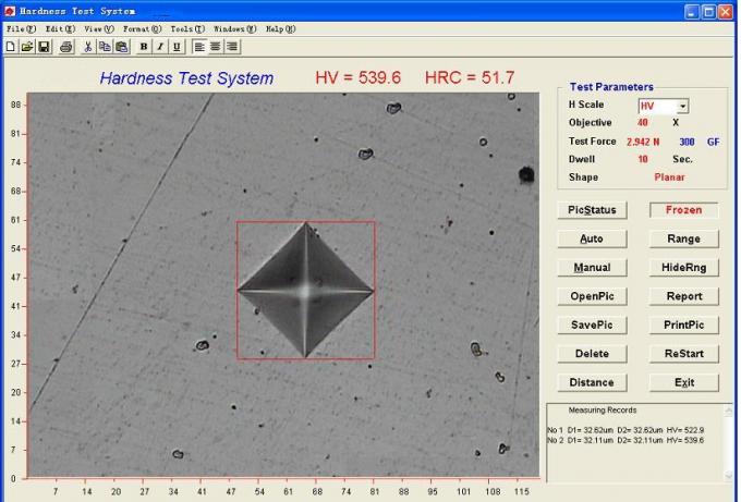 測定ソフトウェア操作を用いるWindows XPシステムVickersデジタル硬度のテスター